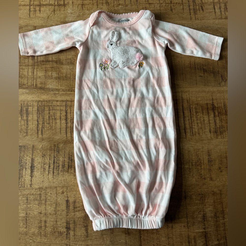 Mud Pie Bunny Stitched Gown 0-3mo